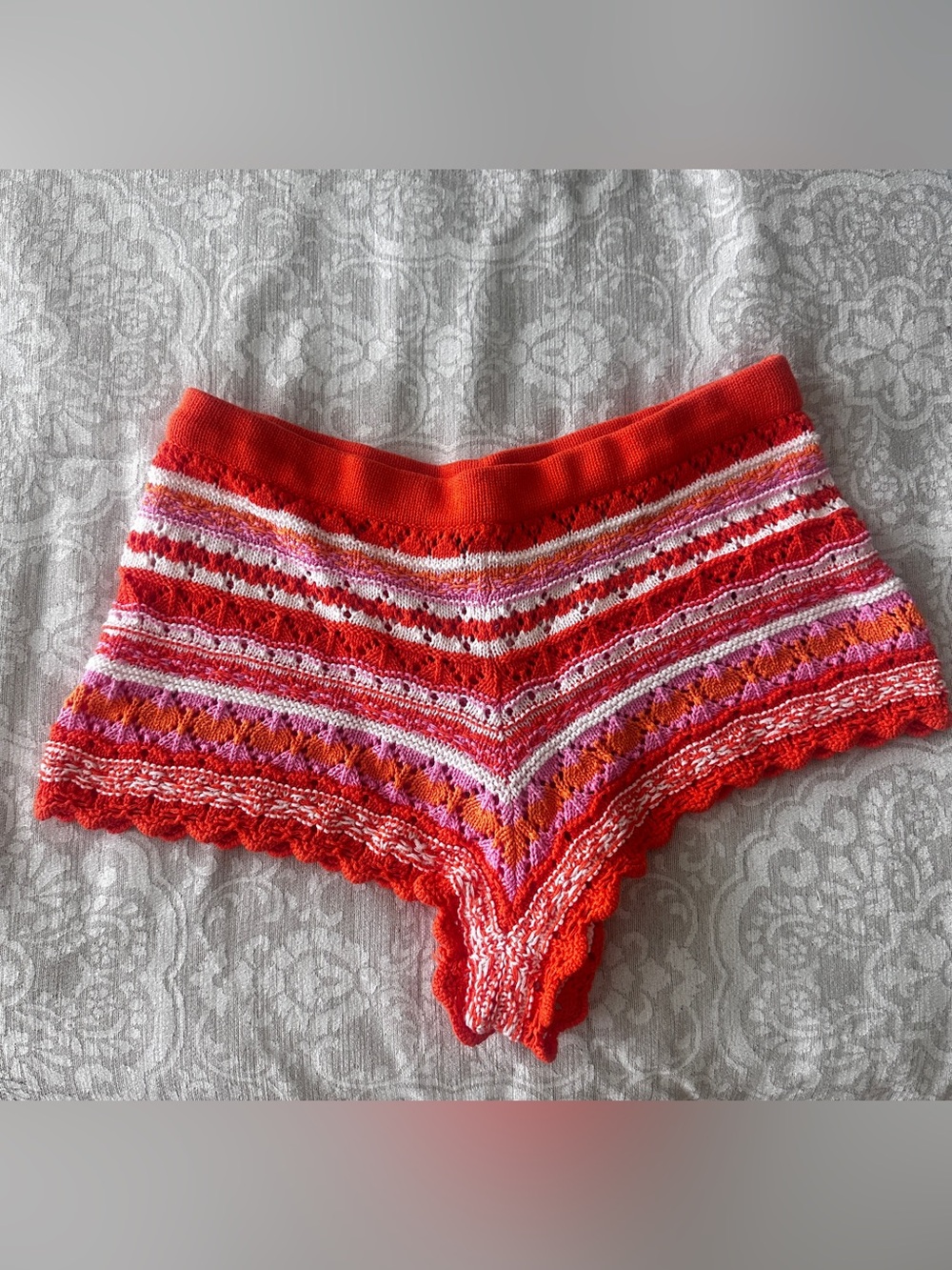 H&M Crochet Knit Shorts Size S- Orange/Pink/White - Picture 2 of 5